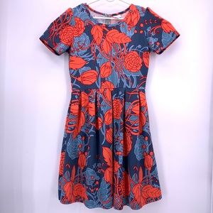 Lularoe 2x Floral Dress Pleated Fit to Flare